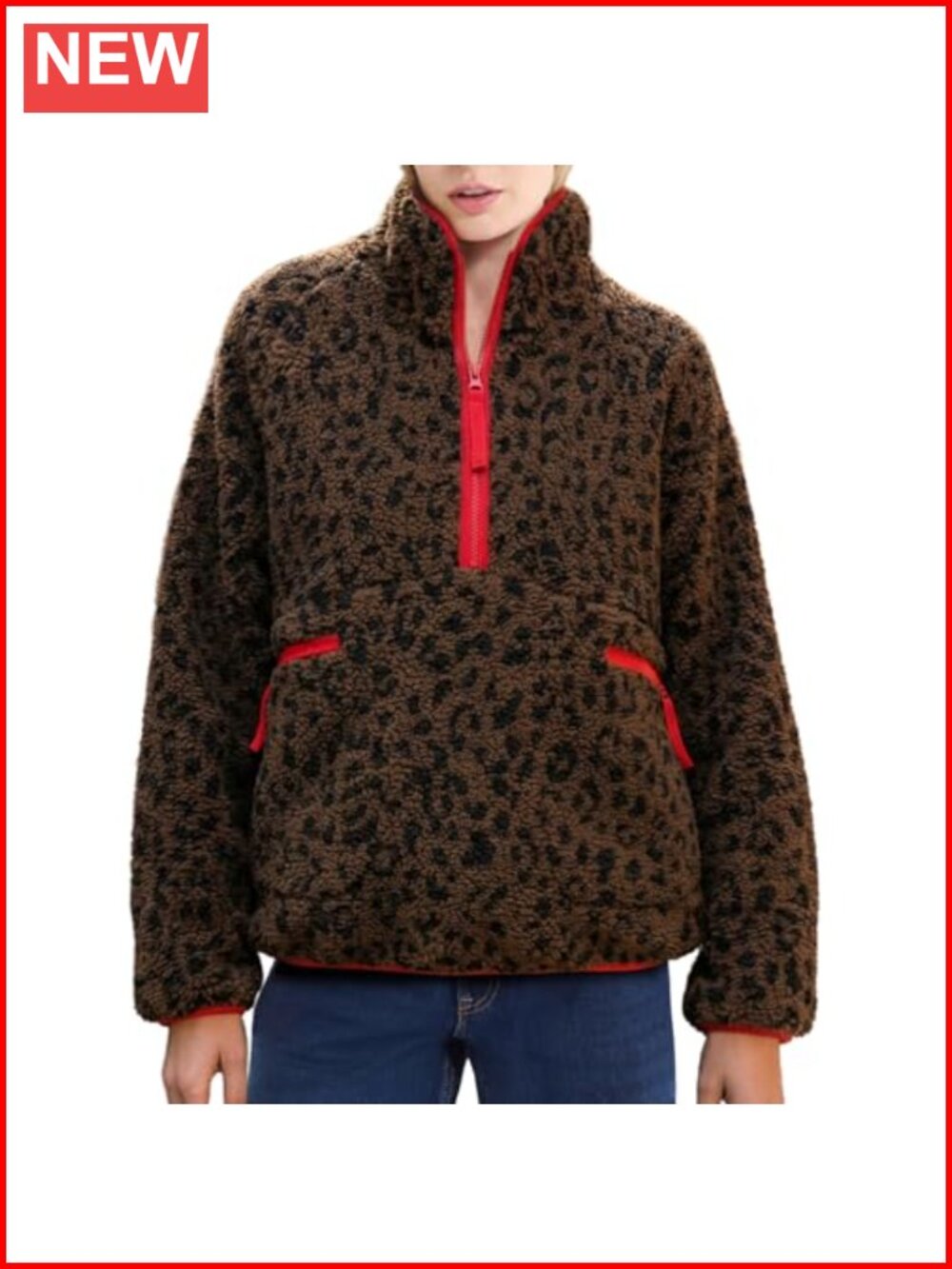 Fuzzy Half Zip Fleece Jacket Women Long Sleeve Sherpa Pullover Warm Winter